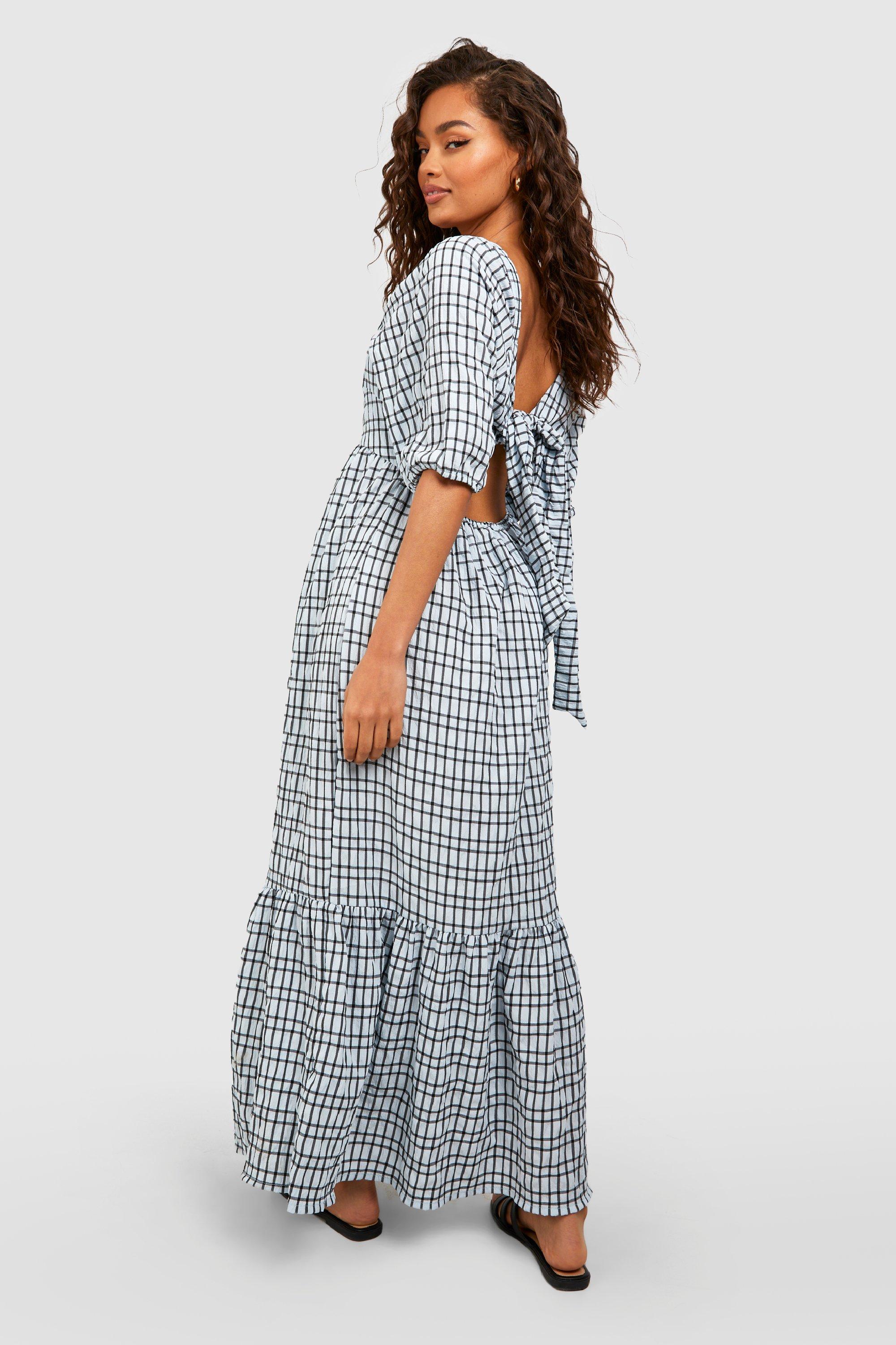 Gingham square 2024 neck dress